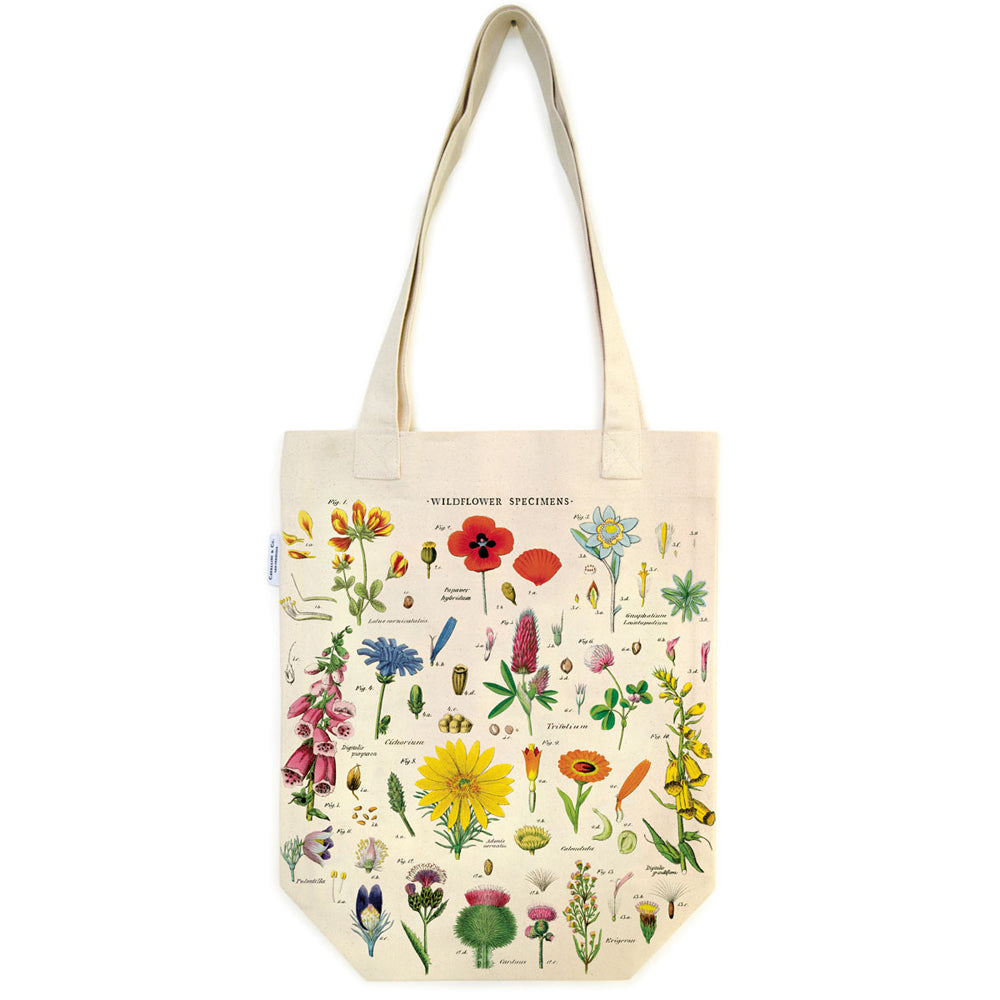 2PK Cavallini Cotton Carry All Tote Bag 33x40cm - Wildflowers