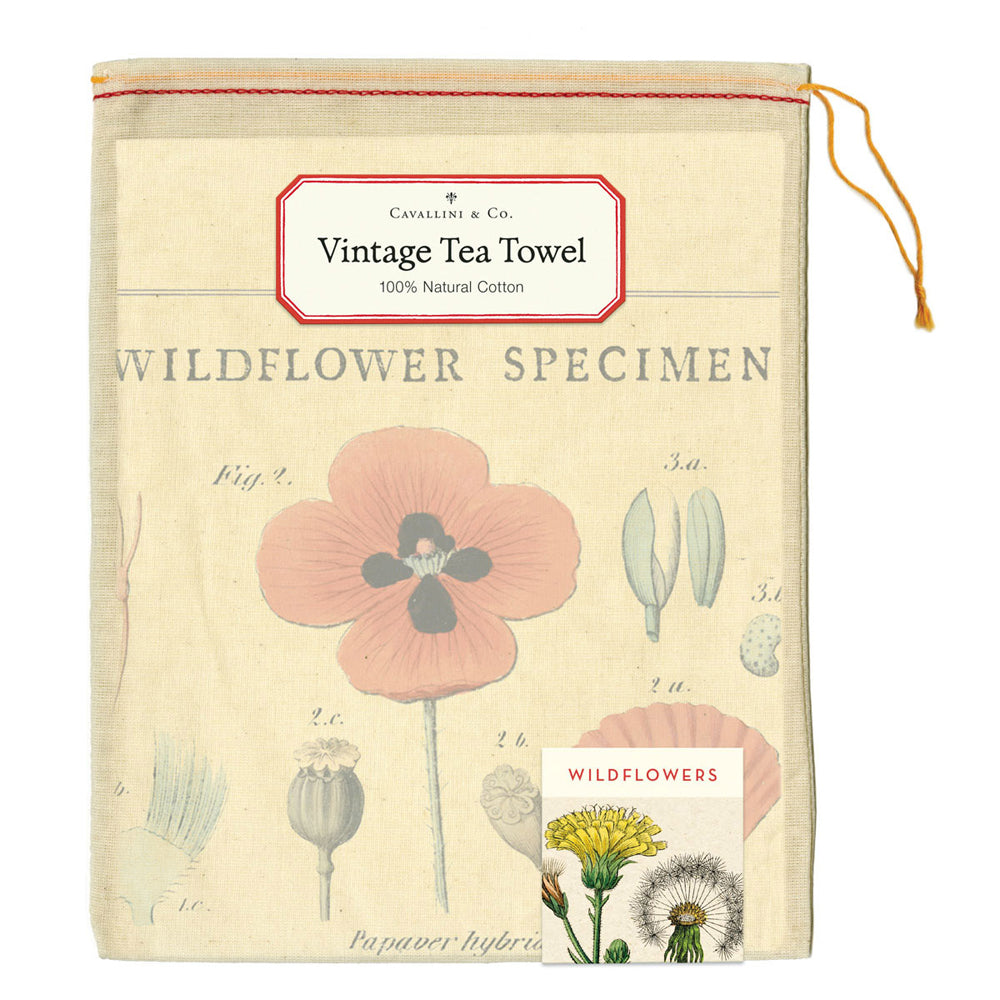 Cavallini Cotton Kitchen Tea Towel 48x80cm - Wildflower