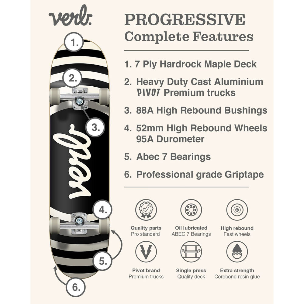 Verb Complete Skateboard Progressive Marble Dip Navy/Gold 7.75in