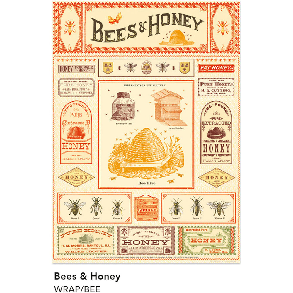 6PK Cavallini Paper Poster Prints/Gift Wrap 50x70cm - Bees & Honey