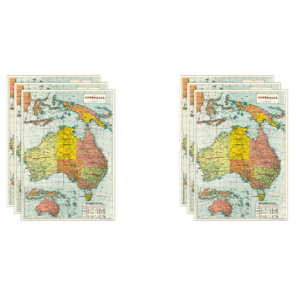 6PK Cavallini Paper Poster Prints/Gift Wrap 50x70cm - Map Australia 2