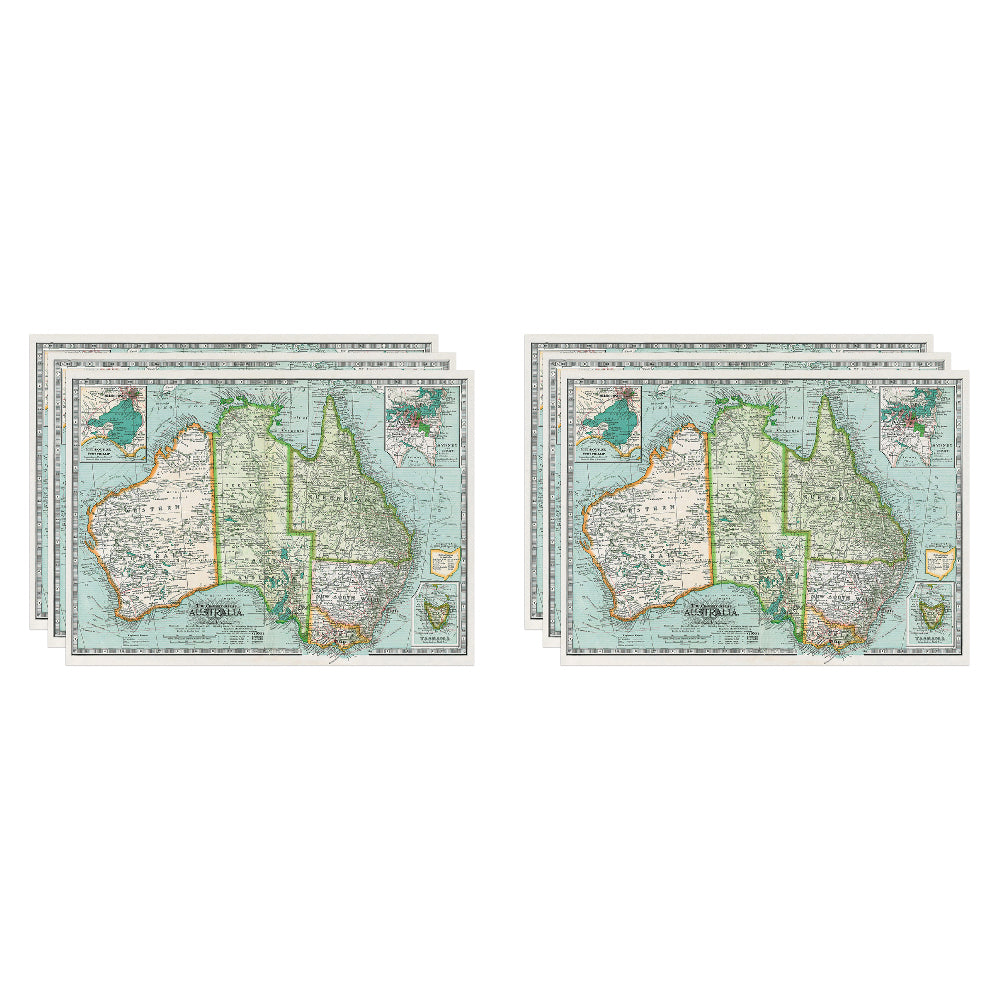 6PK Cavallini Paper Poster Prints/Gift Wrap 70x50cm - Map Australia