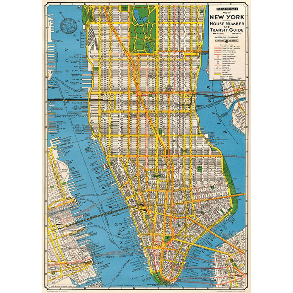 3PK Cavallini Paper Poster Prints/Gift Wrap 50x70cm - Map New York New