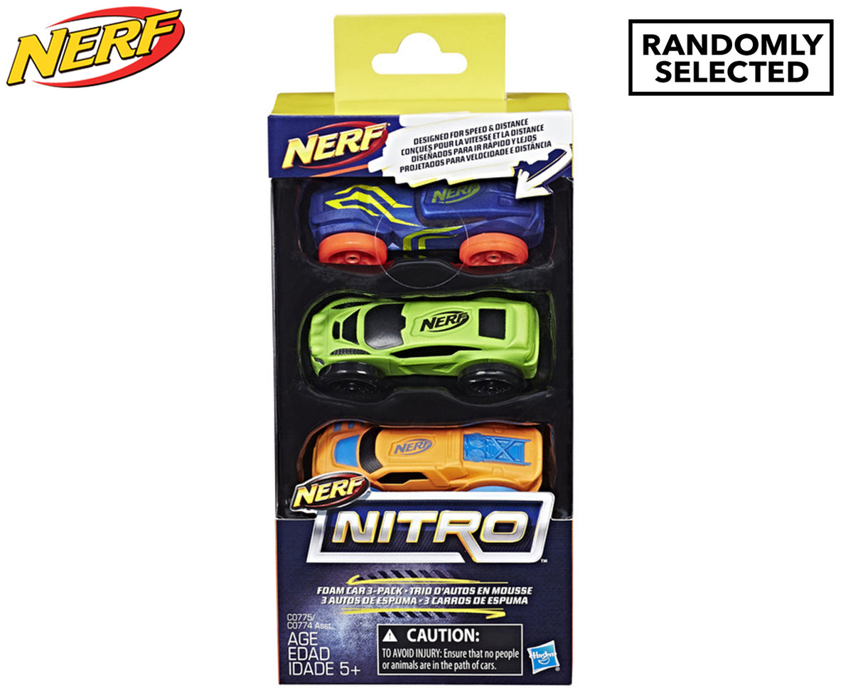 3x 3pc NERF Nitro Foam Car - Assorted