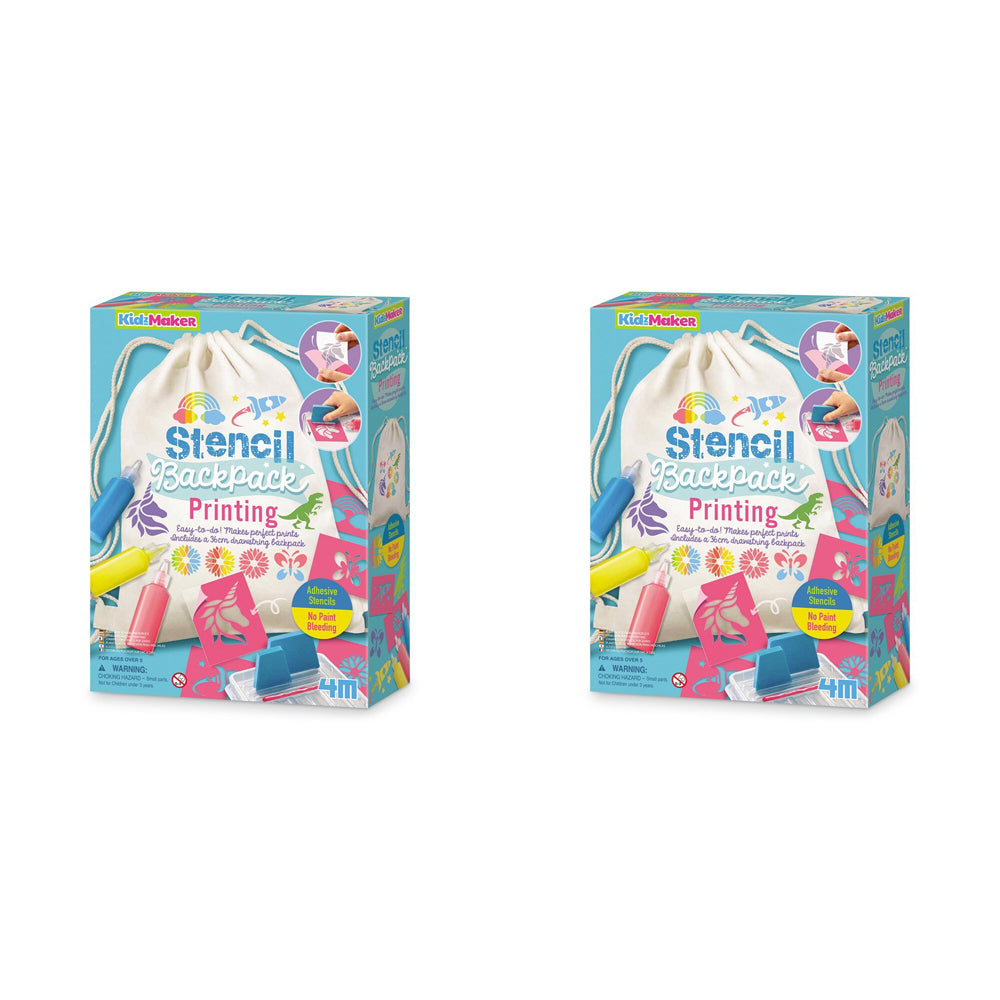 2PK 4M KidzMaker Stencil Backpack Printing Kids Art Kit 5y+
