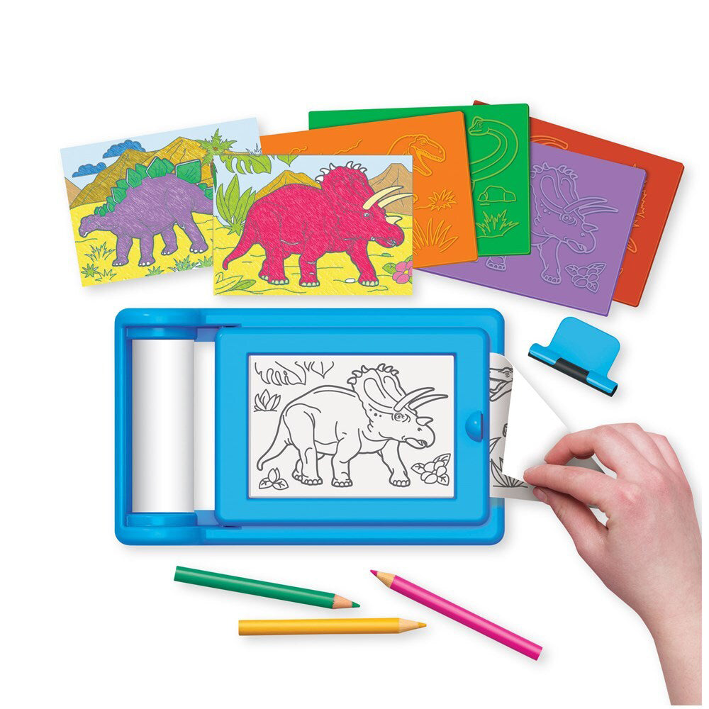 4M KidzMaker Dinosaur Rub Art Studio Drawing/Colouring Art/Craft Kit 4y+