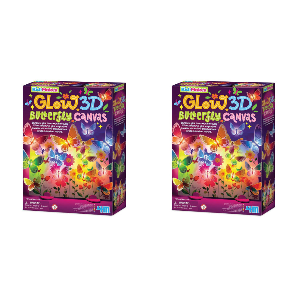 2PK 4M KidzMaker 3D Glow Butterfly Canvas Kids Room Decor 5y+