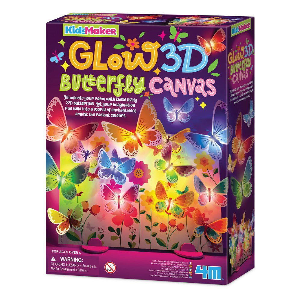 2PK 4M KidzMaker 3D Glow Butterfly Canvas Kids Room Decor 5y+