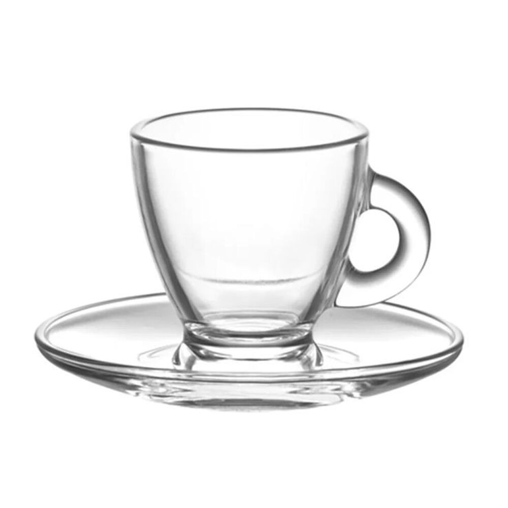 2x 6pc Classica Aurora Clear Glass Espresso Cup & Saucer Set Dishwasher Safe