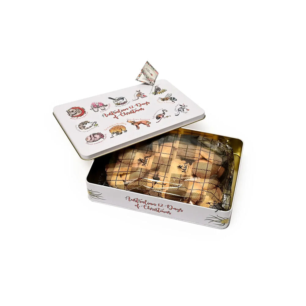 Banksia Red Australian 12 Days of Christmas Decorative Tin w/Shortbread Biscuits