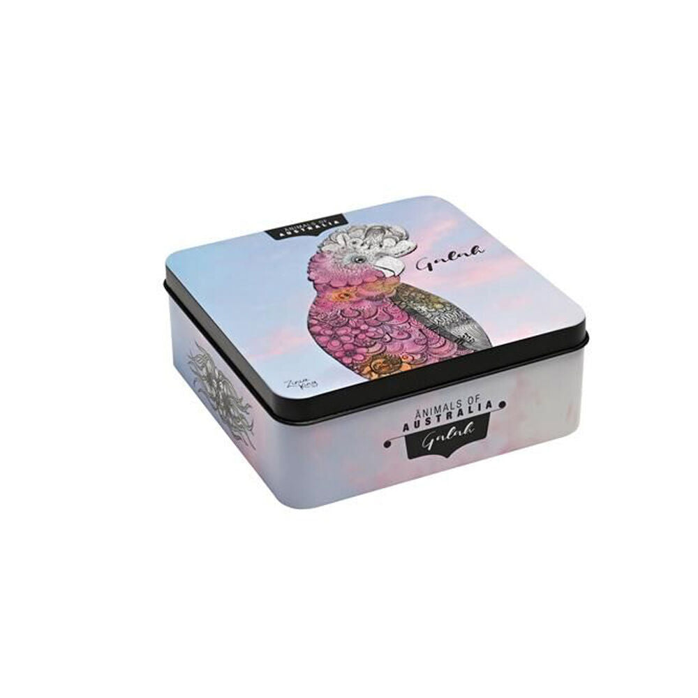 2PK Banksia Red Galah Decorative Tin w/Macadamia Butter Finger Biscuits 150g