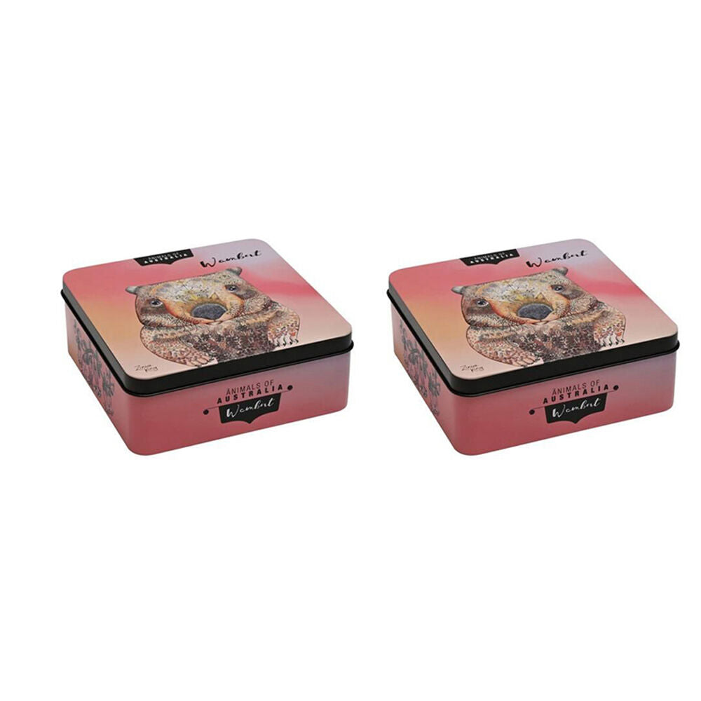2PK Banksia Red Wombat Decorative Tin w/Macadamia Butter Finger Biscuits 150g