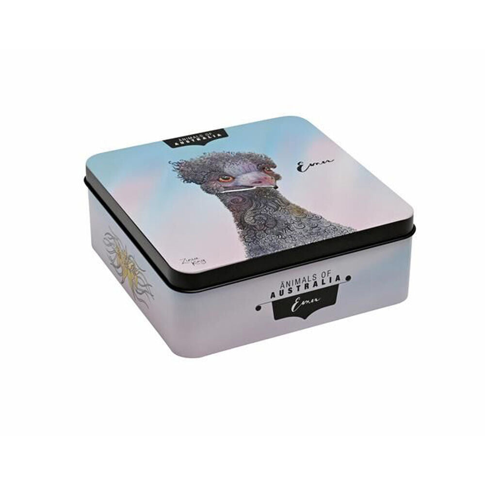 2PK Banksia Red Emu Decorative Tin w/Lemon Myrtle Butter Finger Biscuits 150g
