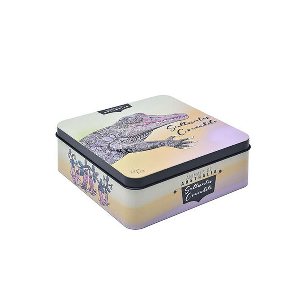 2PK Banksia Red Saltwater Crocodile Decorative Tin w/Butter Finger Biscuits 150g