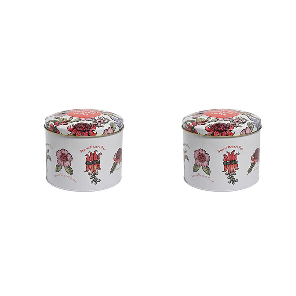 2PK Banksia Red Australian Floral Emblems Tin w/Chocolate Coated Fruit Nut Mix 200g