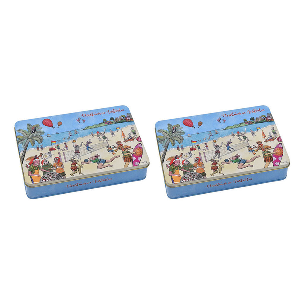 2PK Banksia Red Christmas in Australia Decorative Tin w/Aussie Made Biscuits 300g