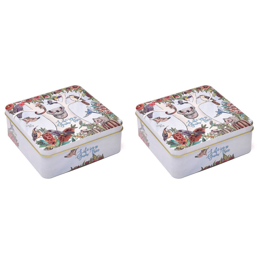 2PK Banksia Red Life in a Gumtree Australia Decorative Tin w/Caramel Fudge 200g