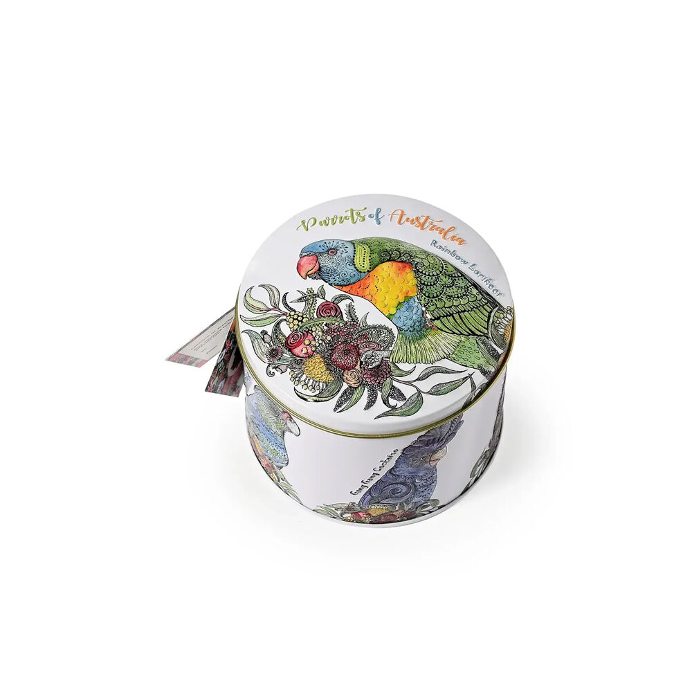 Banksia Red Parrots of Australia Tin w/Dark Chocolate Fruit & Nut Mix 200g