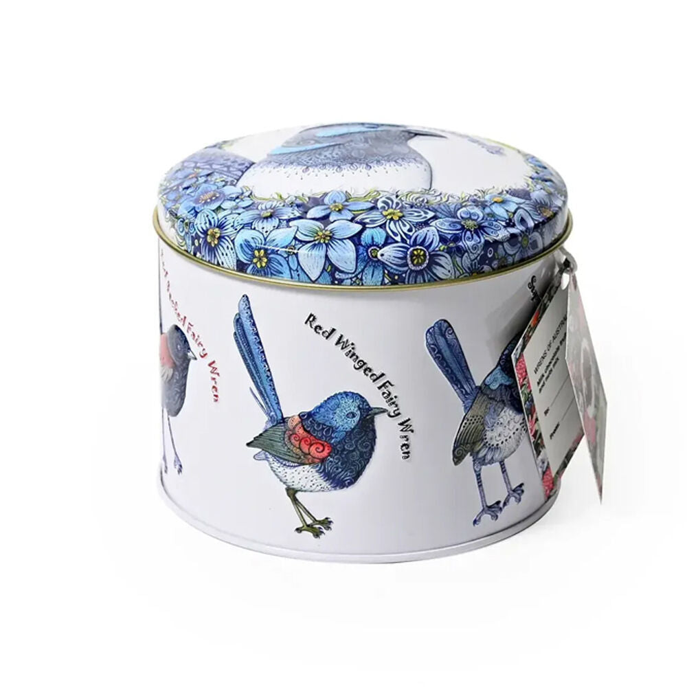 2PK Banksia Red Wrens of Australia Tin w/Milk Chocolate Coated Fruit & Nut Mix 200g