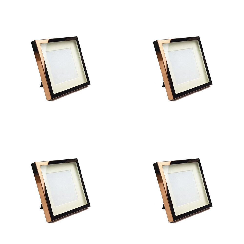 4PK Classica Rose Gold Square Picture Frame Glass & Steel Home Decoration 13x13cm