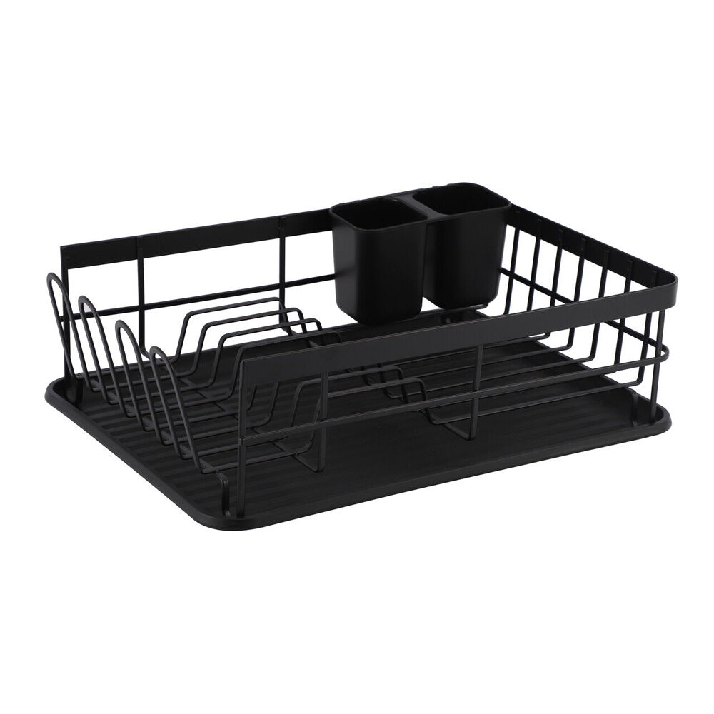 Classica Nava Dish Rack Kitchen Accessory w/Cutlery Holder Matte Black