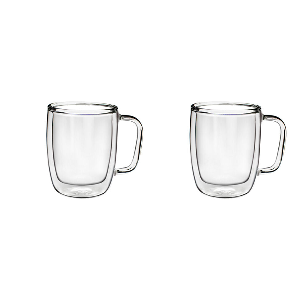 2x 2pc Coffee Culture Millie Double Wall Insulated Glass Mug Set Hot/Cold 475ml