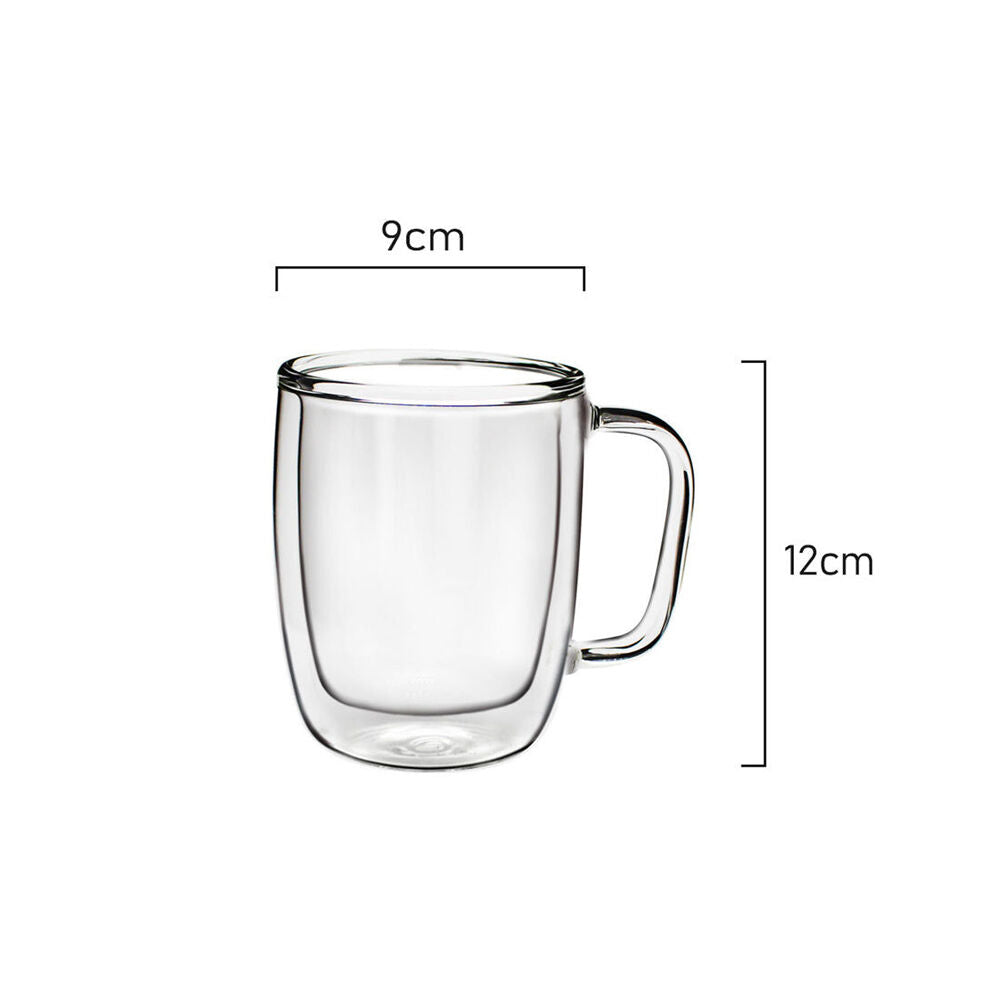 2pc Coffee Culture Millie Double Wall Insulated Glass Mug Set Hot/Cold 475ml