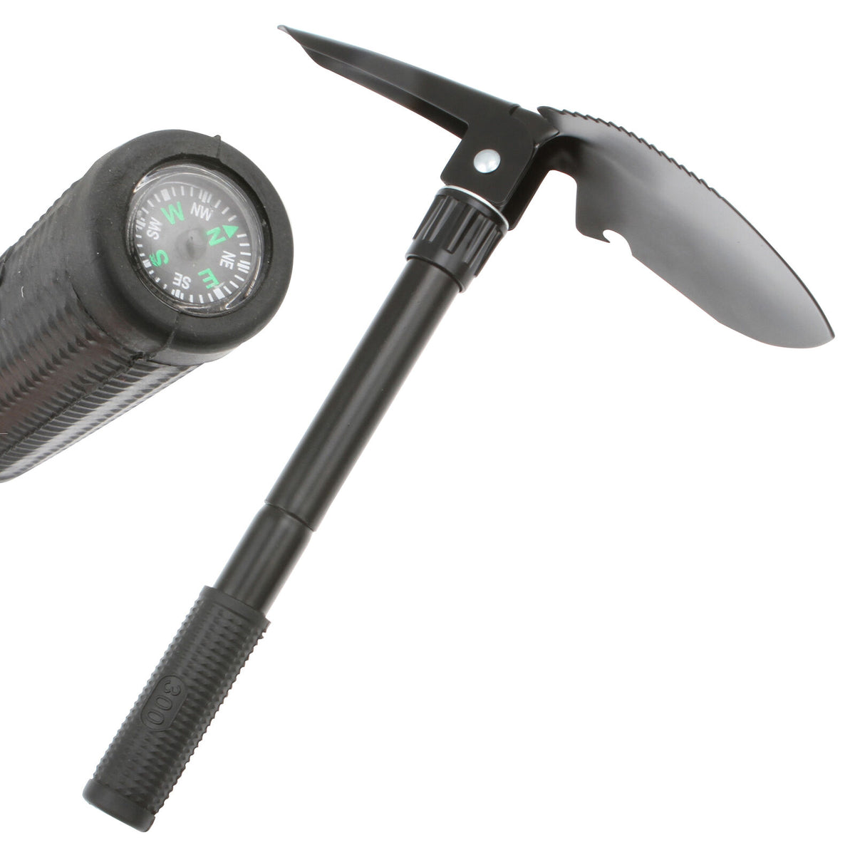 Wildtrak 30x10cm Multipurpose Camp Tool Shovel w/ Pick/Compass - Black