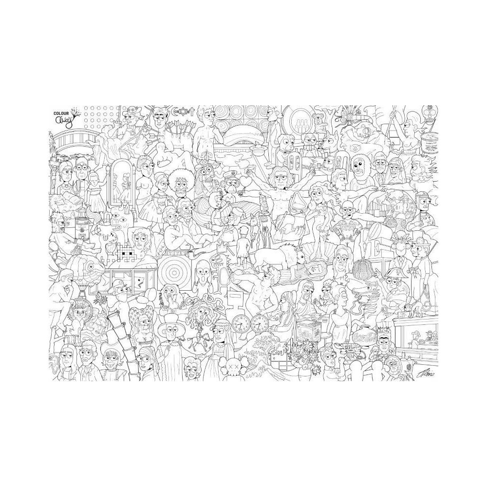 2PK ColourAway 100 Arts Large Colouring In Poster Kit Kids Art Set 12y+