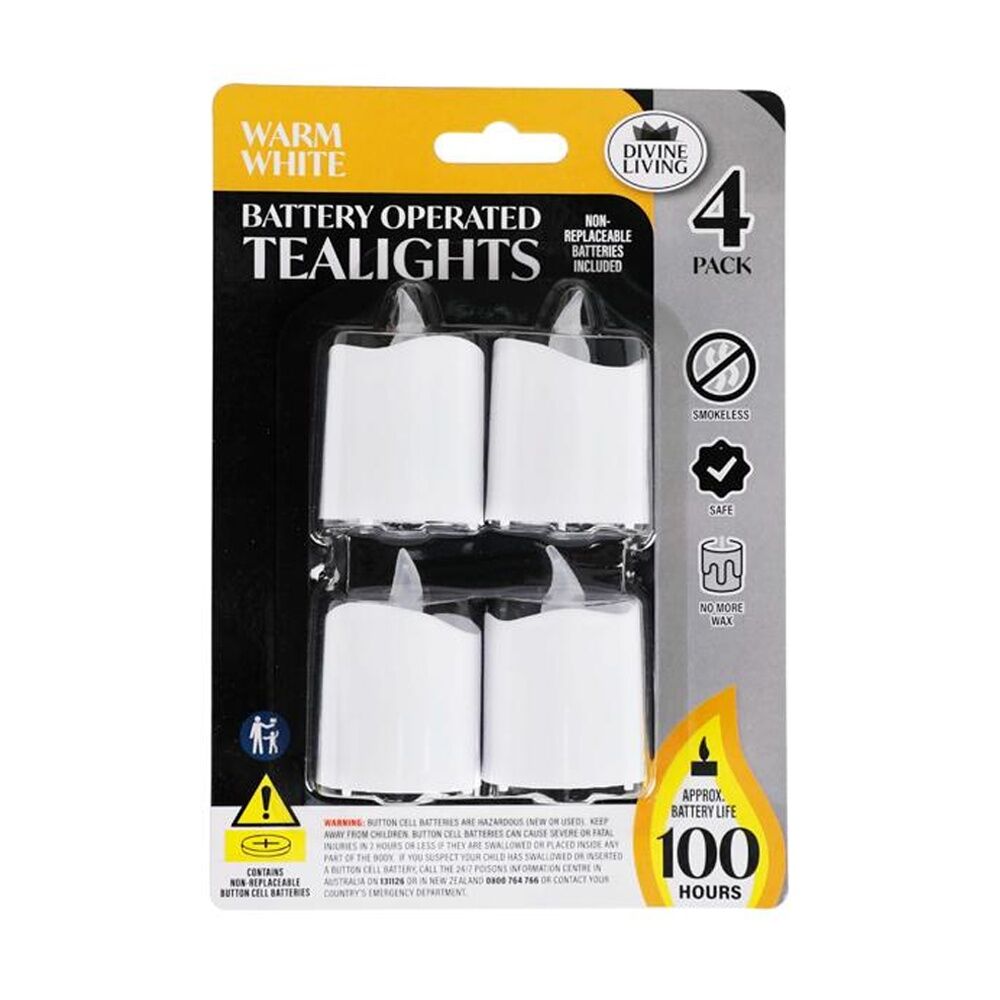 6x 4pc Divine Living Battery Operated Tealights Candles Warm White