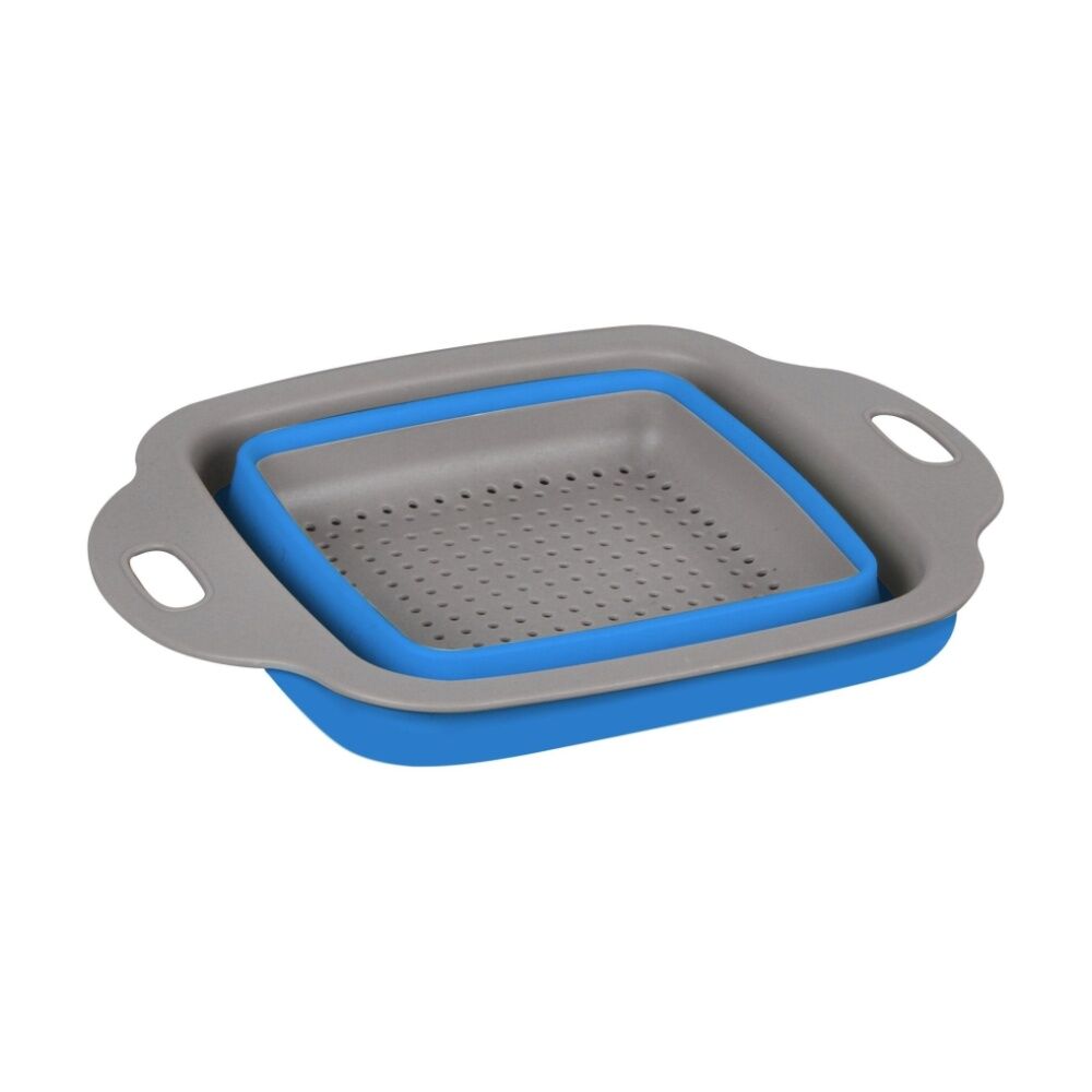 2x Wildtrak Expanda 29x22cm Foldable Strainer Camping Storage - Blue