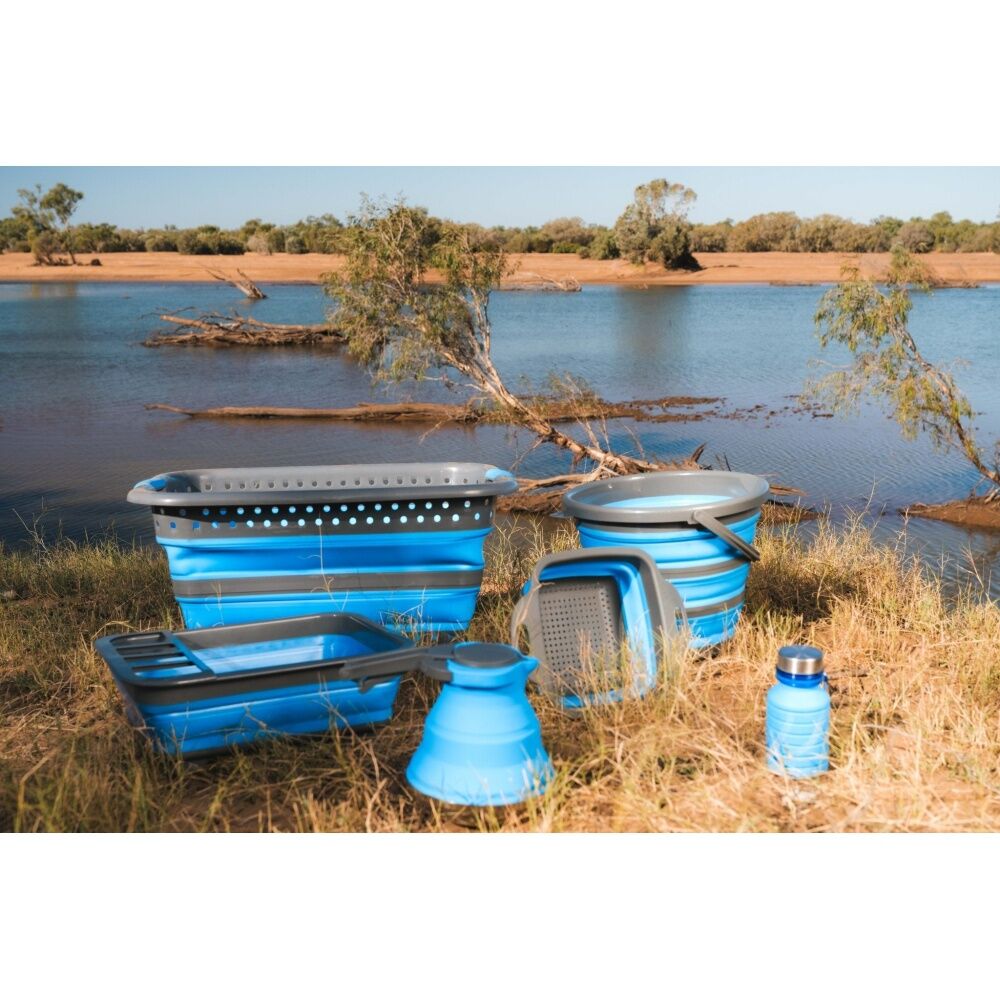 2x Wildtrak Expanda 29x22cm Foldable Strainer Camping Storage - Blue
