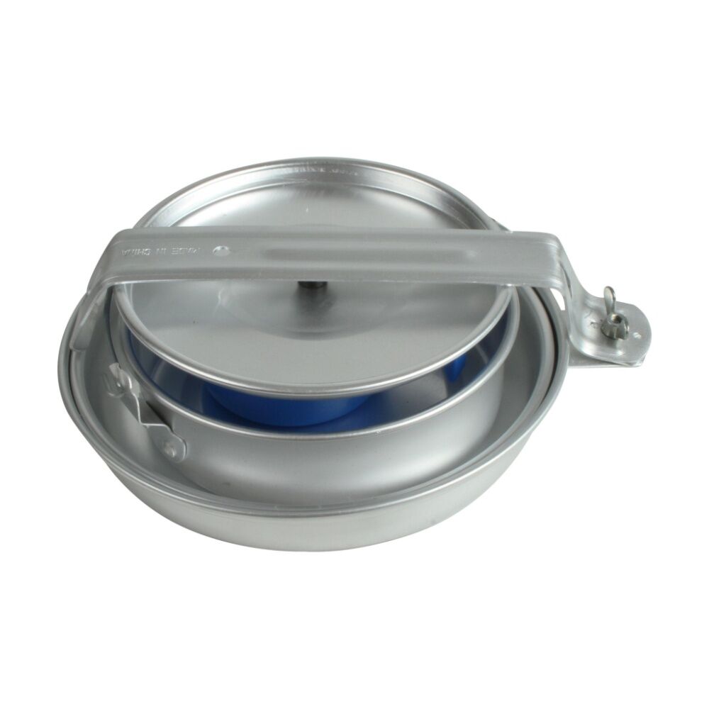 4pc Wildtrak Aluminium 1-Person Mess Kit Pot/Pan/Cup - Silver