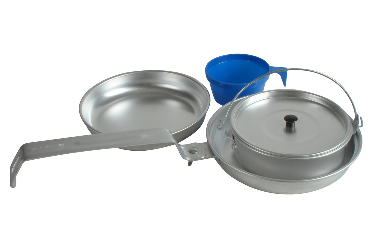 4pc Wildtrak Aluminium 1-Person Mess Kit Pot/Pan/Cup - Silver