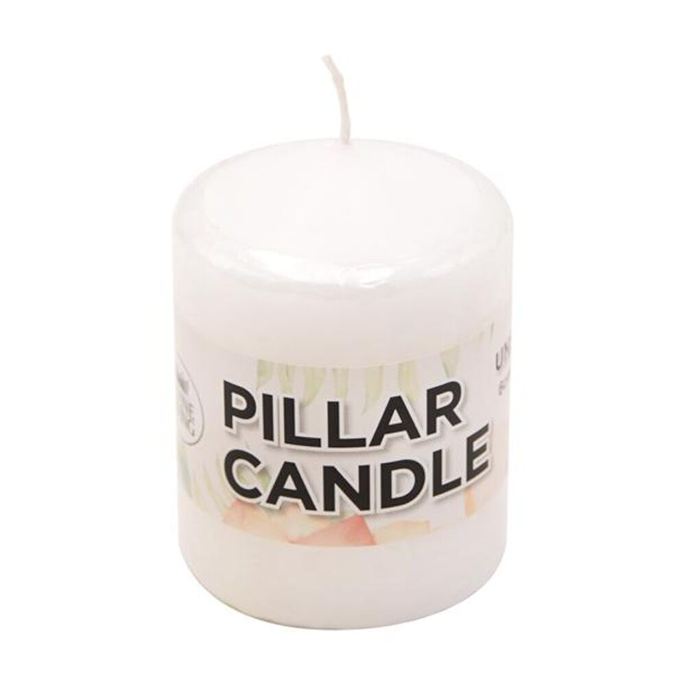 12PK Divine Living Wax Pillar Church Decorative Candle 6x8cm White