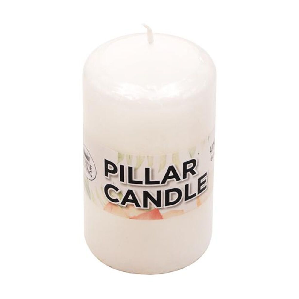 12PK Divine Living Wax Pillar Church Decorative Candle 6x13cm White
