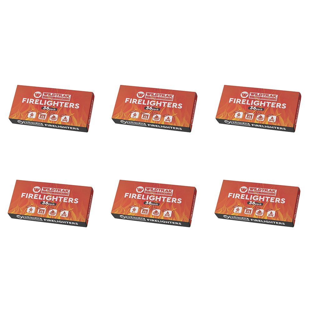 6x 36pc Wildtrak Firelighters Outdoor Camping 19.5x13cm