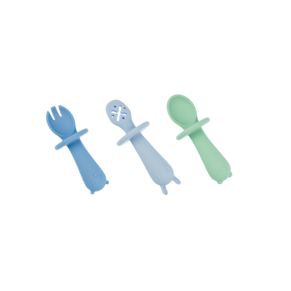 9pc Koala Dream Silicone Animal Sensory Spoons - Blue Green 0y+