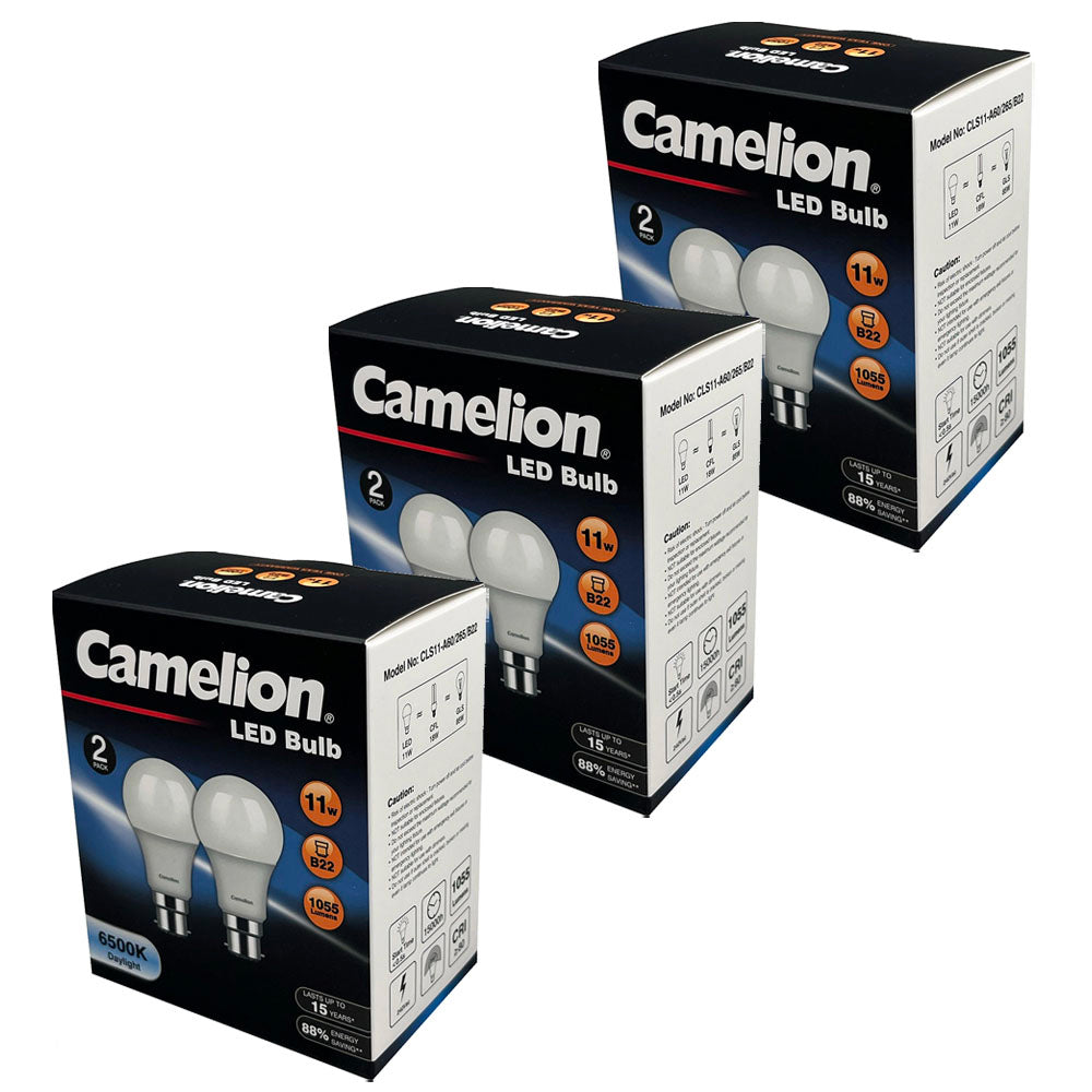 3x 2pc Camelion Led Light Globe 11W 240V Bayonet Daylight 6500K