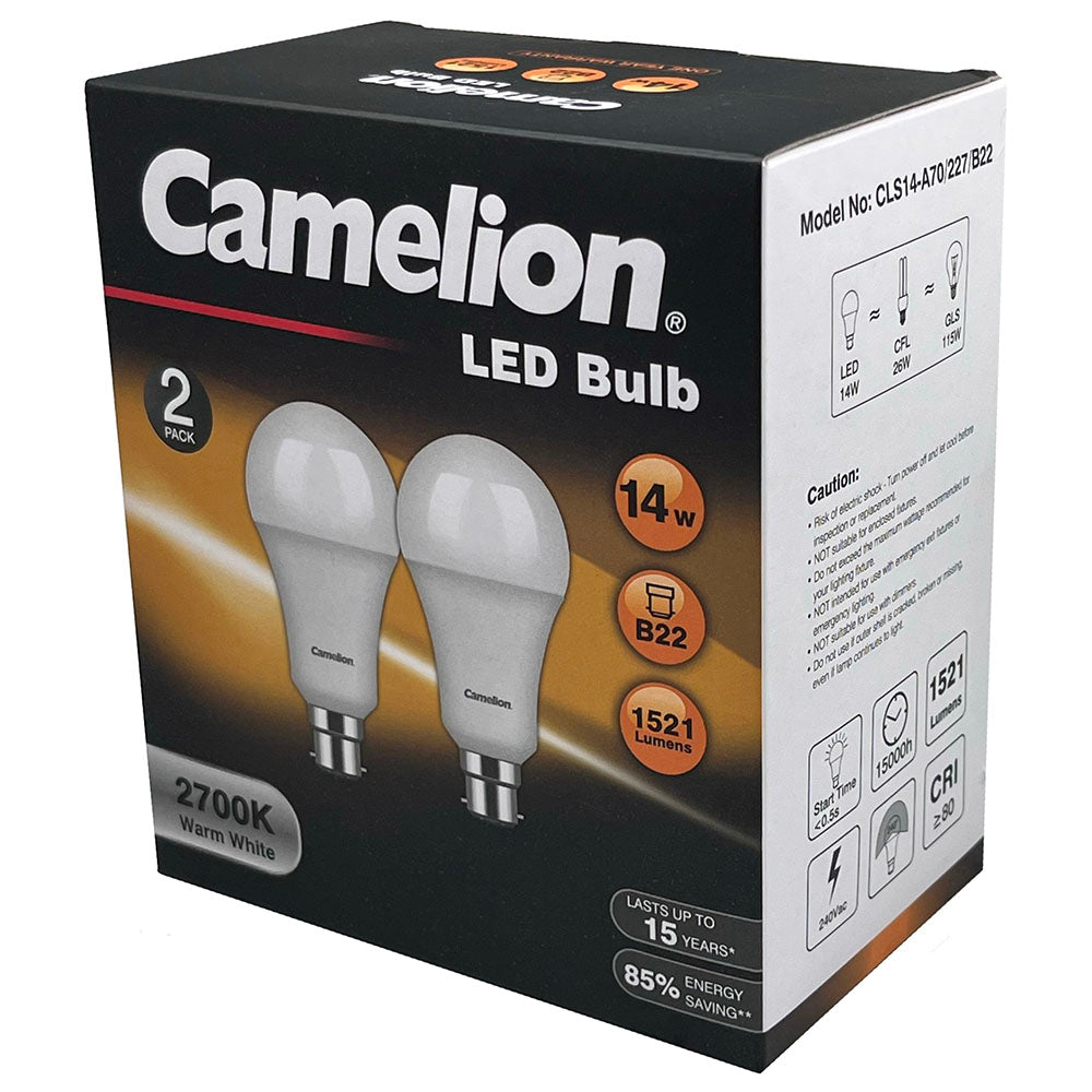 3x 2pc Camelion Led Light Globe 14W 240V Bayonet Warm 2700K