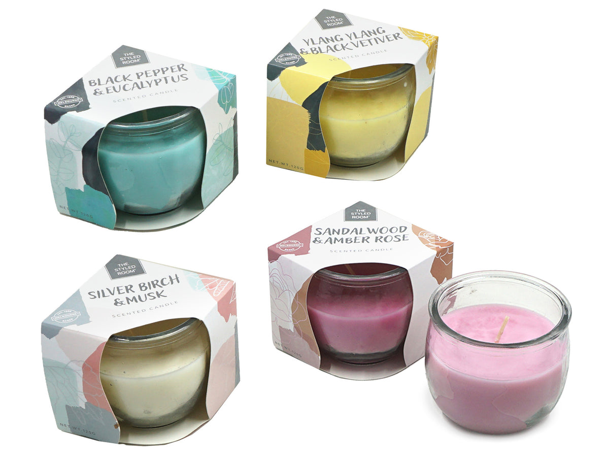 12PK The Styled Room Scented Candle 120 Grams Assorted Colours