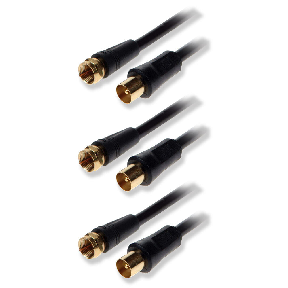 3PK Sansai F-Plug TV Antenna Flylead 3m