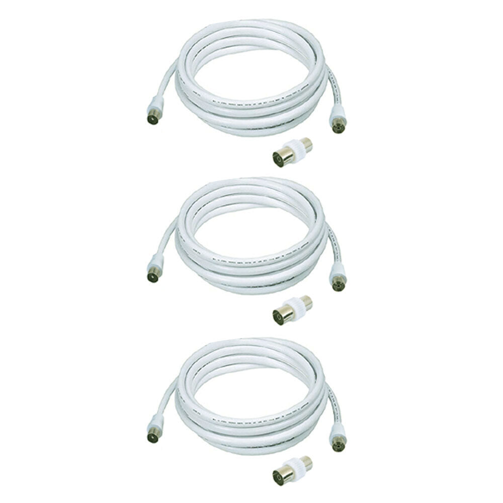 3PK Sansai 5m Male To Male Antenna Flylead w/ Female Adaptor