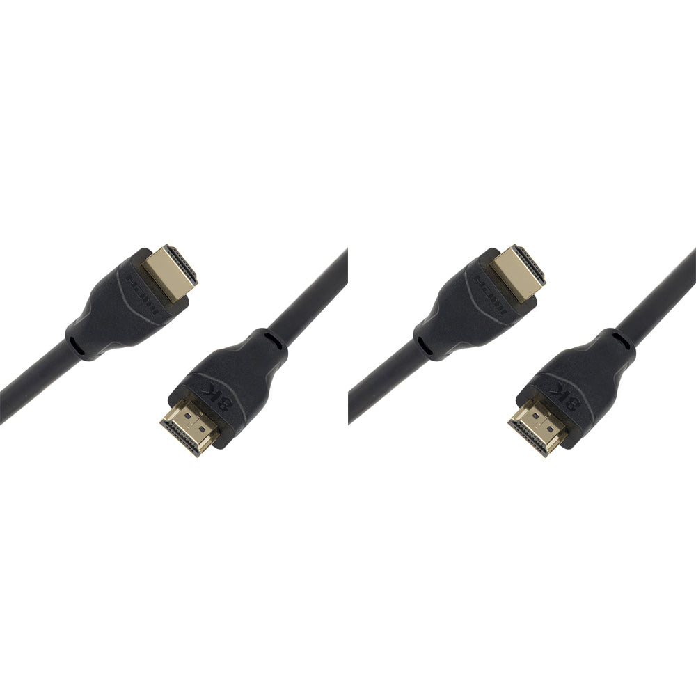 2PK Laser HDMI 2.1 Male 8K Connector Cable Ultra High Speed 2m - Black