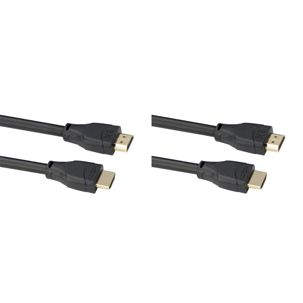 2PK Laser HDMI 2.1 Male 8K Connector Cable Ultra High Speed 3m - Black