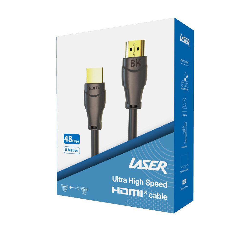 Laser HDMI 2.1 Male 8K Connector Cable Ultra High Speed 5m - Black