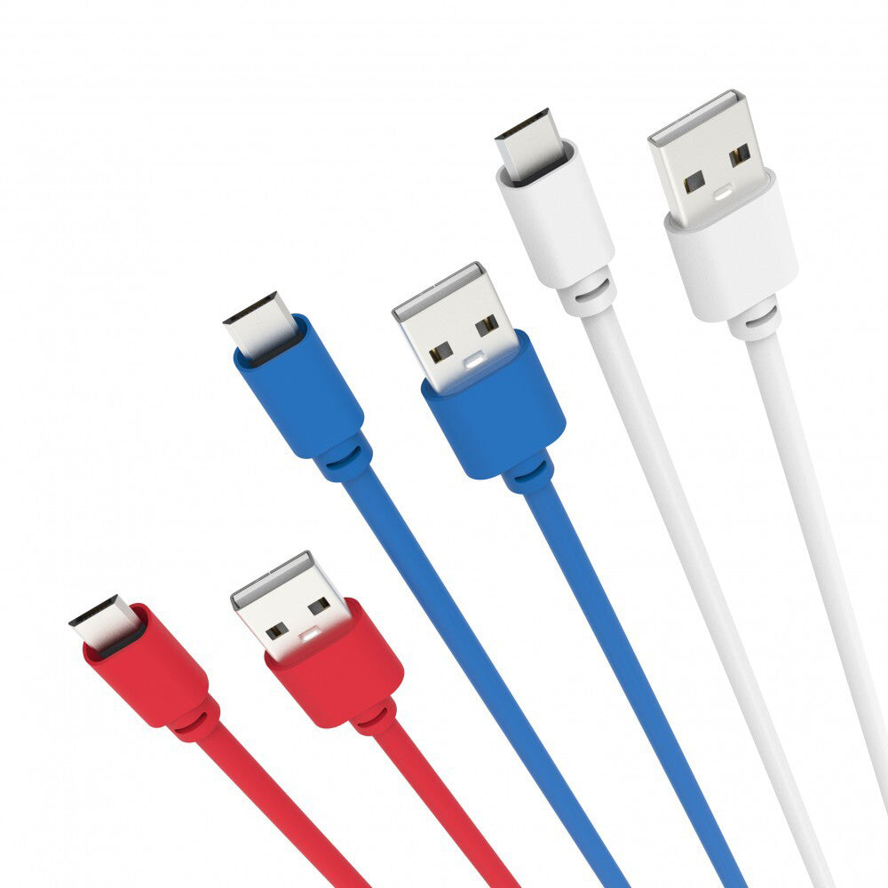 3PK 3PK Connect Cable Multicolour Micro-USB to USB 2.0 Connector Cable 2m