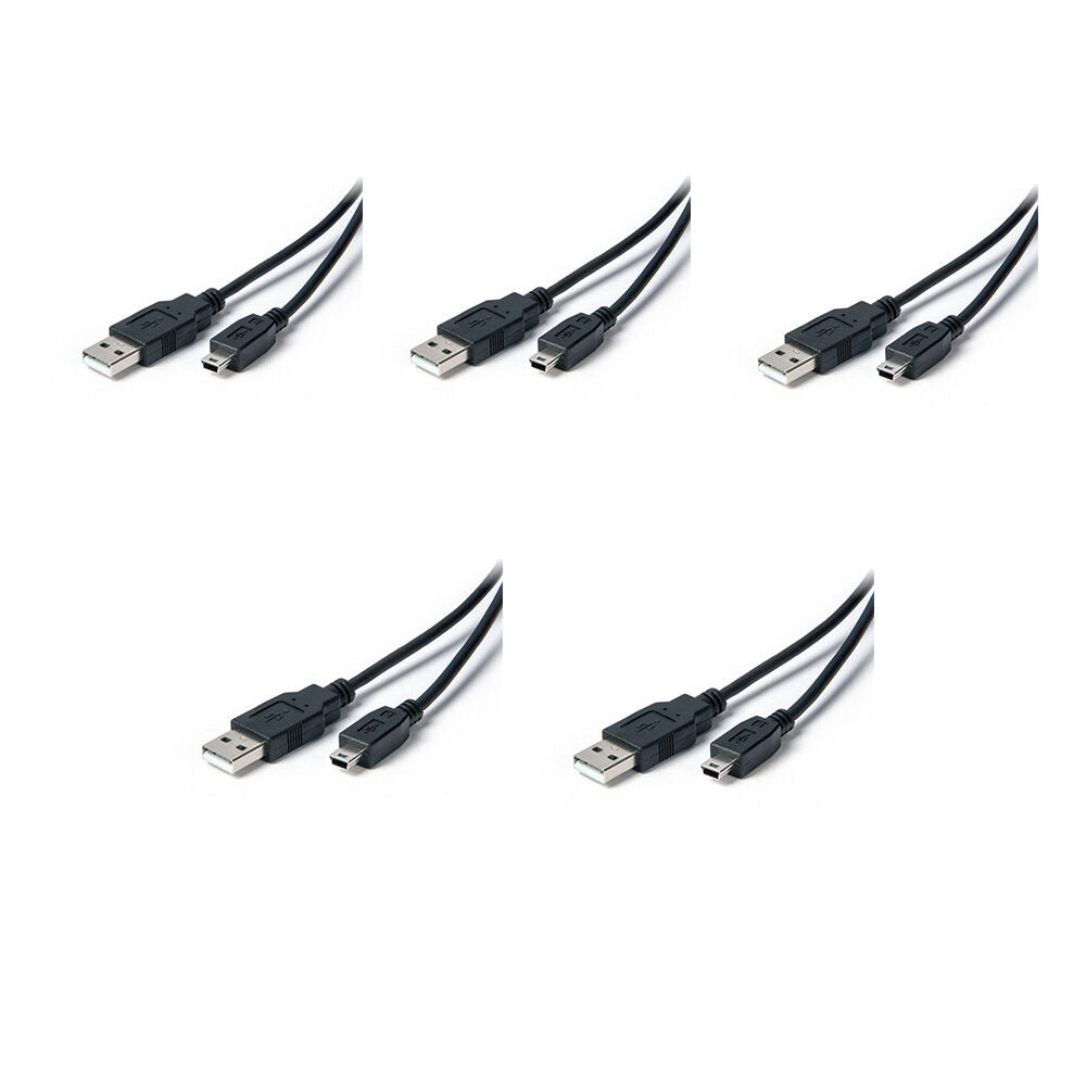 5PK Connect Cable USB 2.0 Type A to B Mini 2M Dual Functionality Black