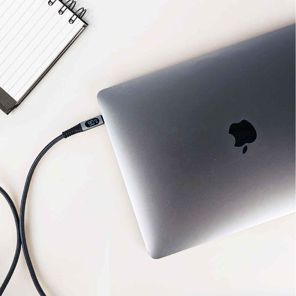 Laser 1m USB-C to C 240W Braided Charging Cable w/ LCD for Samsung/iPhone 16