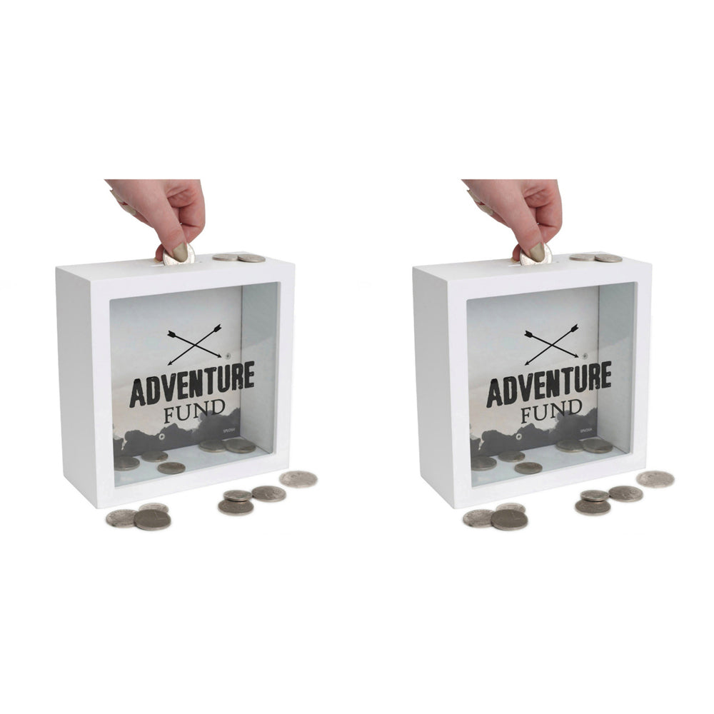 2PK Splosh Wood Adventure Fund Change Box 18x18cm Square - White
